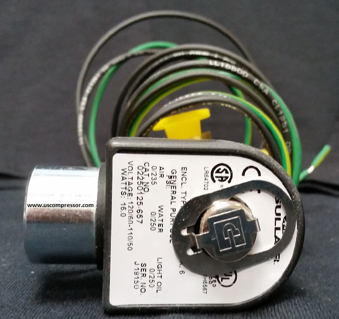 02250125-657 SULLAIR VALVE SOLENOID 3WN0 1/4 235# N4 + GENUINE OEM